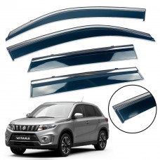 Дефлекторы окон (ветровики) для Suzuki Vitara 2014+ c нерж. хром полоской (HAWK)
