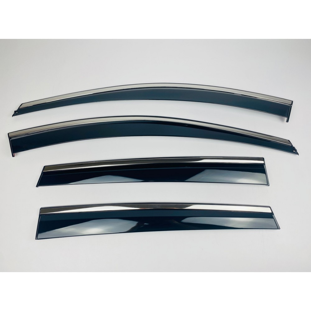 Дефлектори вікон (вітровики) для Ford Kuga / Escape 2012-2019 нерж. з хром полоскою (HAWK)