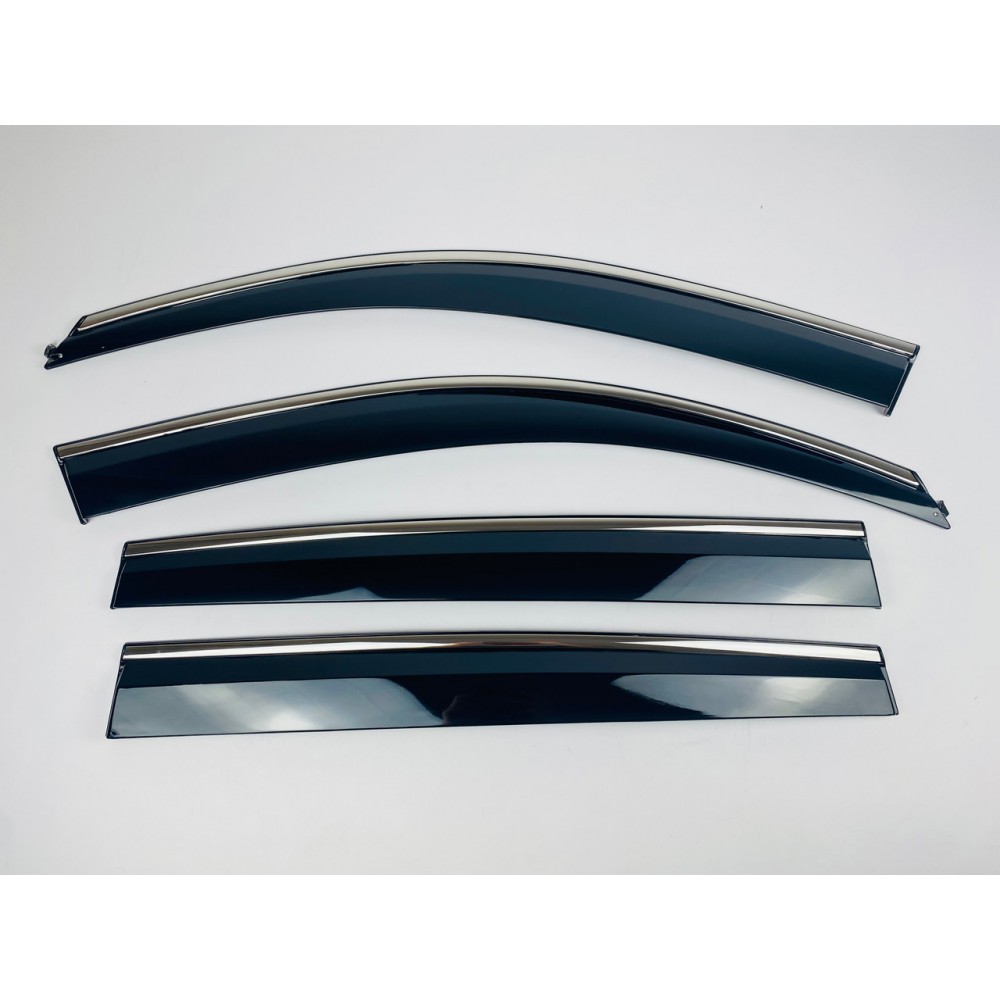 Дефлекторы окон (ветровики) для Volkswagen Tiguan 2007-2016 c нерж. хром полоской (HAWK)