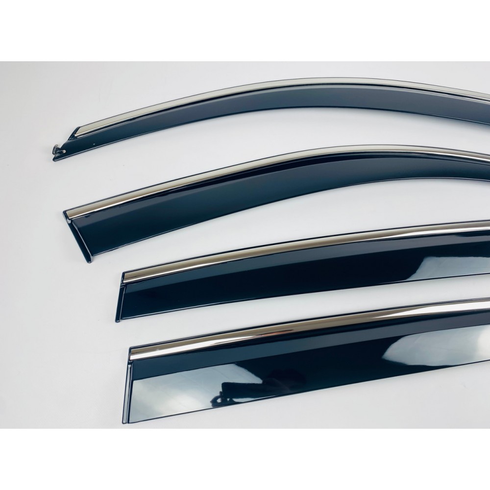 Дефлекторы окон (ветровики) для Volkswagen Tiguan 2007-2016 c нерж. хром полоской (HAWK)