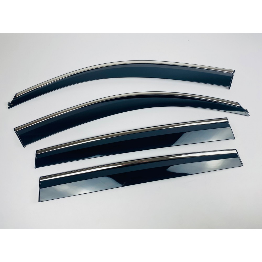 Дефлекторы окон (ветровики) для Volkswagen Tiguan 2007-2016 c нерж. хром полоской (HAWK)