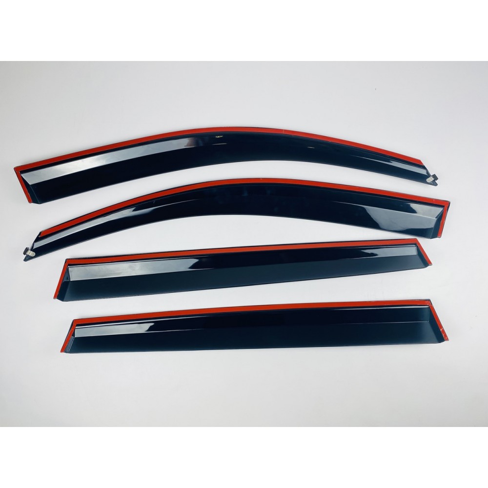 Дефлекторы окон (ветровики) для Volkswagen Tiguan 2007-2016 c нерж. хром полоской (HAWK)