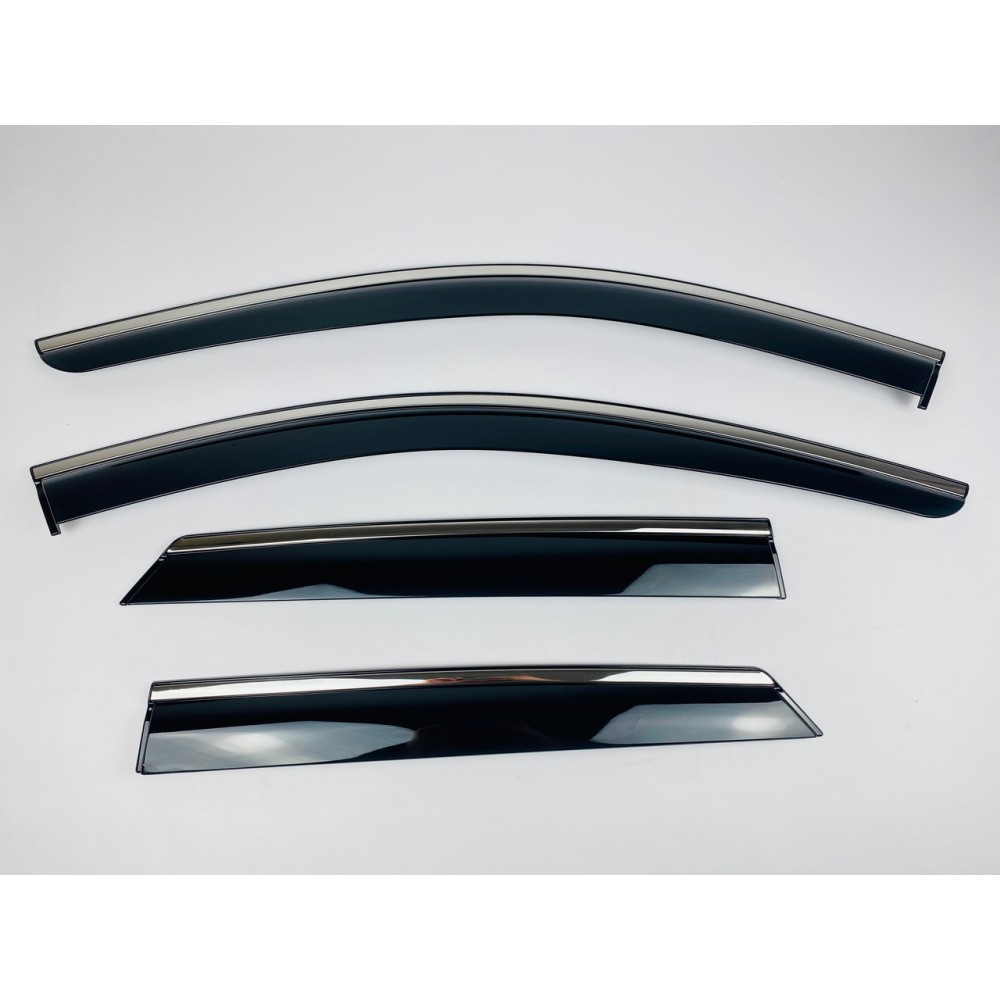 Дефлектори вікон (вітровики) для Mercedes ML-class W-164 2005-2011 з нерж.хром полоскою (HAWK)