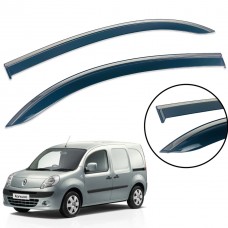 Дефлекторы окон (ветровики) для Renault Kangoo II 2008-2020 c нерж. хром полоской (HAWK)