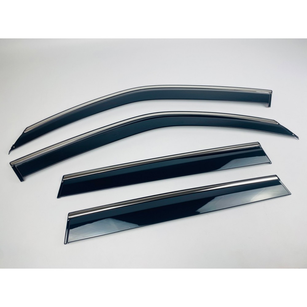 Дефлектори вікон (вітровики) для Subaru Forester 2018+ з нерж.хром полоскою (HAWK)