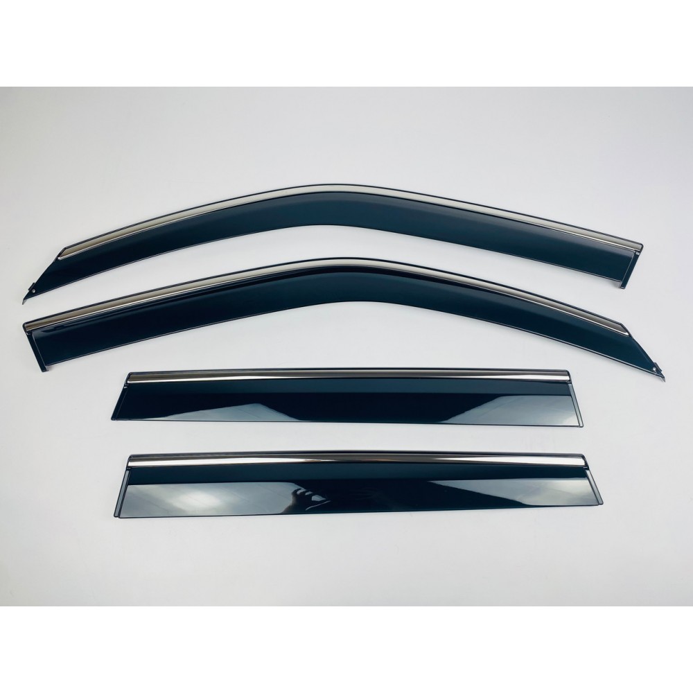 Дефлектори вікон (вітровики) для Subaru Forester 2018+ з нерж.хром полоскою (HAWK)