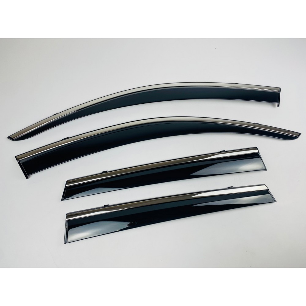 Дефлекторы окон (ветровики) для Volkswagen Touareg 2010-2018 c нерж. хром полоской (HAWK)