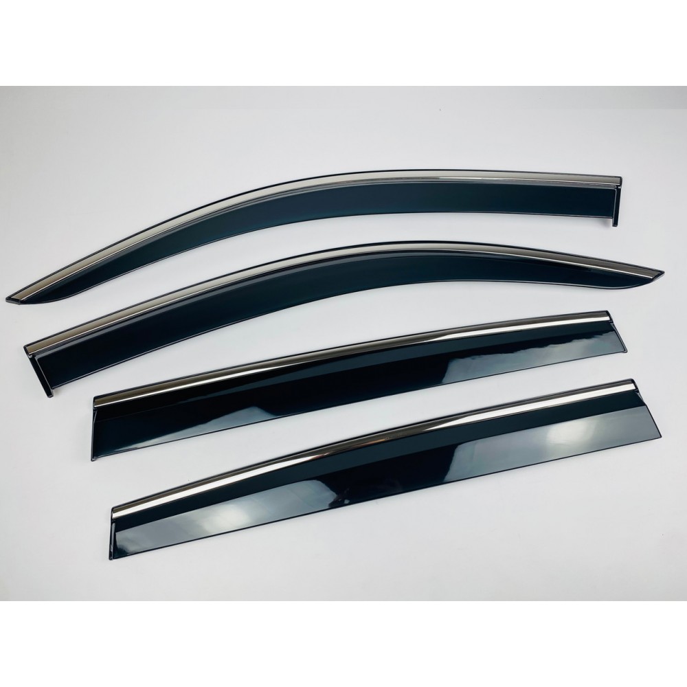 Дефлекторы окон (ветровики) для Volkswagen Tiguan 2016-2025 c нерж. хром полоской (HAWK)