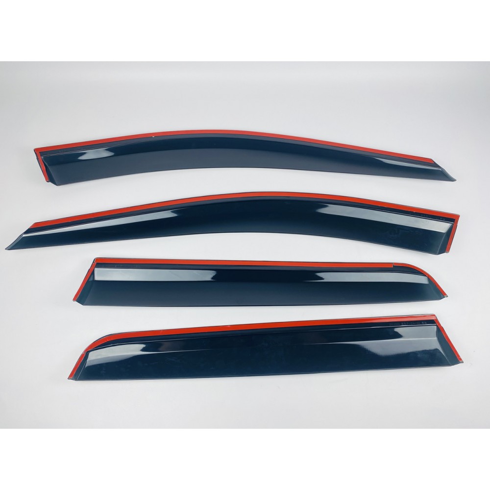 Дефлектори вікон (вітровики) для Volvo XC90 2003-2015 з нерж.хром полоскою (HAWK)