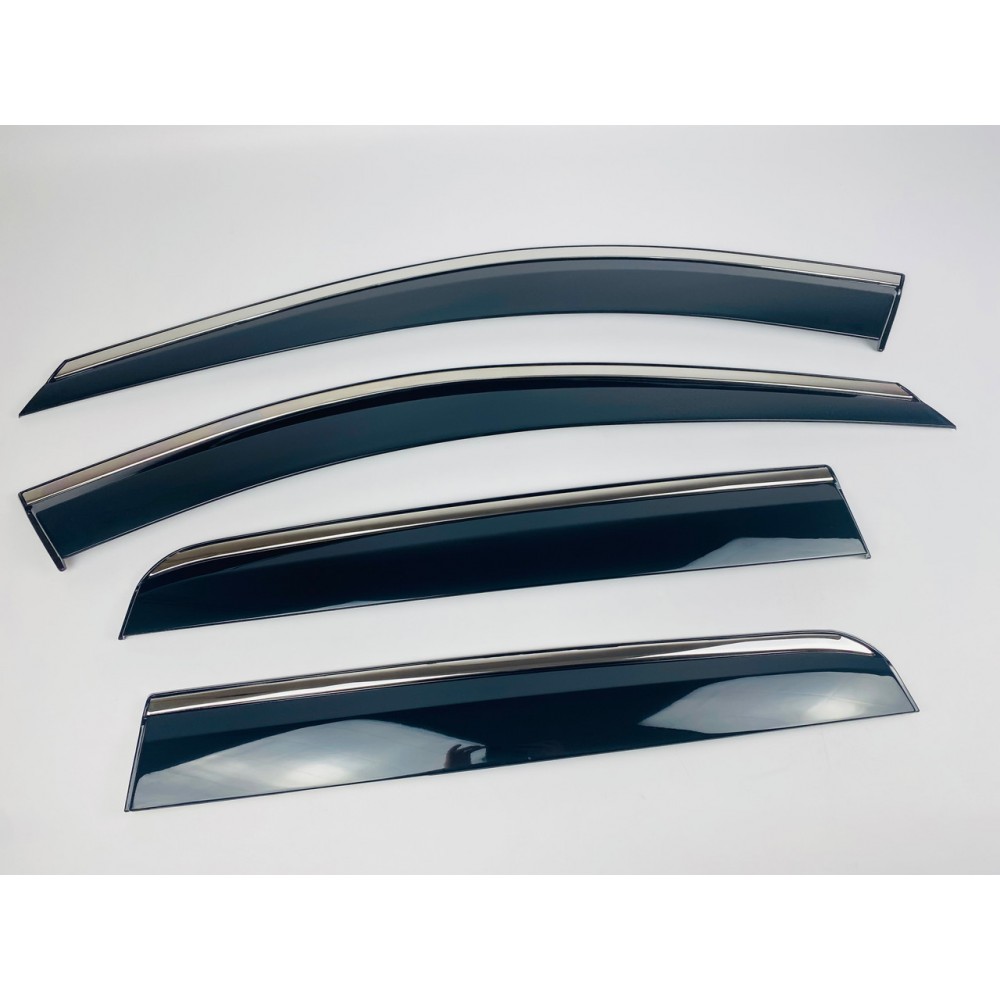 Дефлектори вікон (вітровики) для Volvo XC90 2003-2015 з нерж.хром полоскою (HAWK)