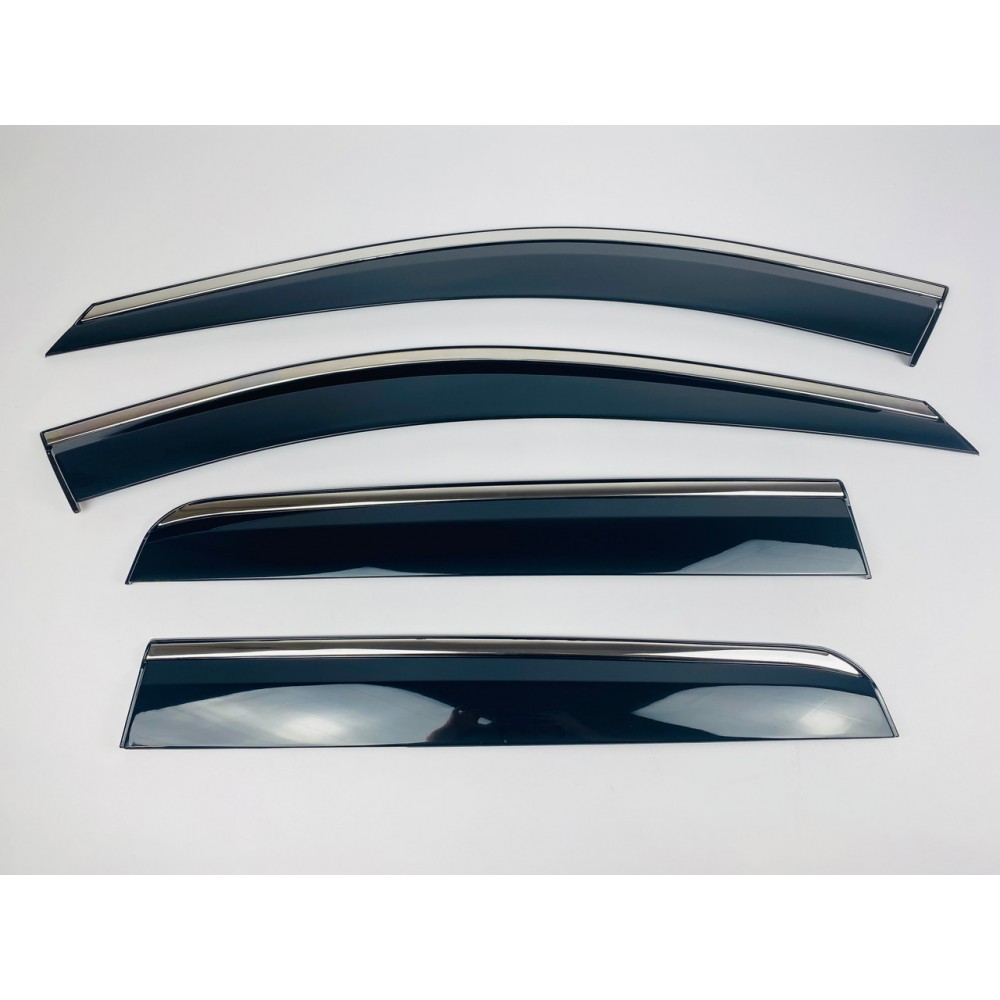 Дефлектори вікон (вітровики) для Volvo XC90 2003-2015 з нерж.хром полоскою (HAWK)