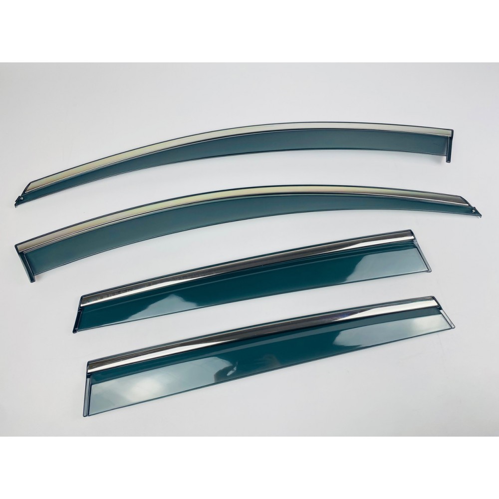 Дефлектори вікон (вітровики) для Volvo XC60 2008-2018 4ШТ. з нерж.хром полоскою (HAWK)