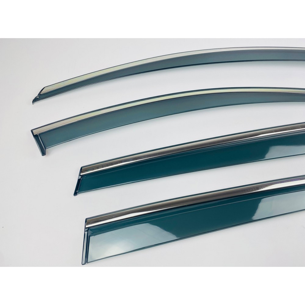 Дефлектори вікон (вітровики) для Volvo XC60 2008-2018 4ШТ. з нерж.хром полоскою (HAWK)