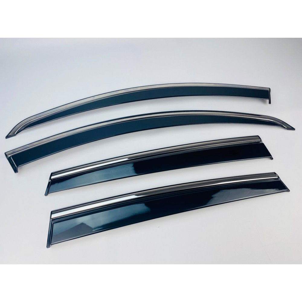 Дефлекторы окон (ветровики) для Renault Duster I 2010-2018 c нерж. хром полоской (HAWK)