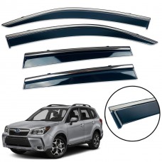 Дефлектори вікон (вітровики) для Subaru Forester 2013-2018 з нерж.хром полоскою (HAWK)