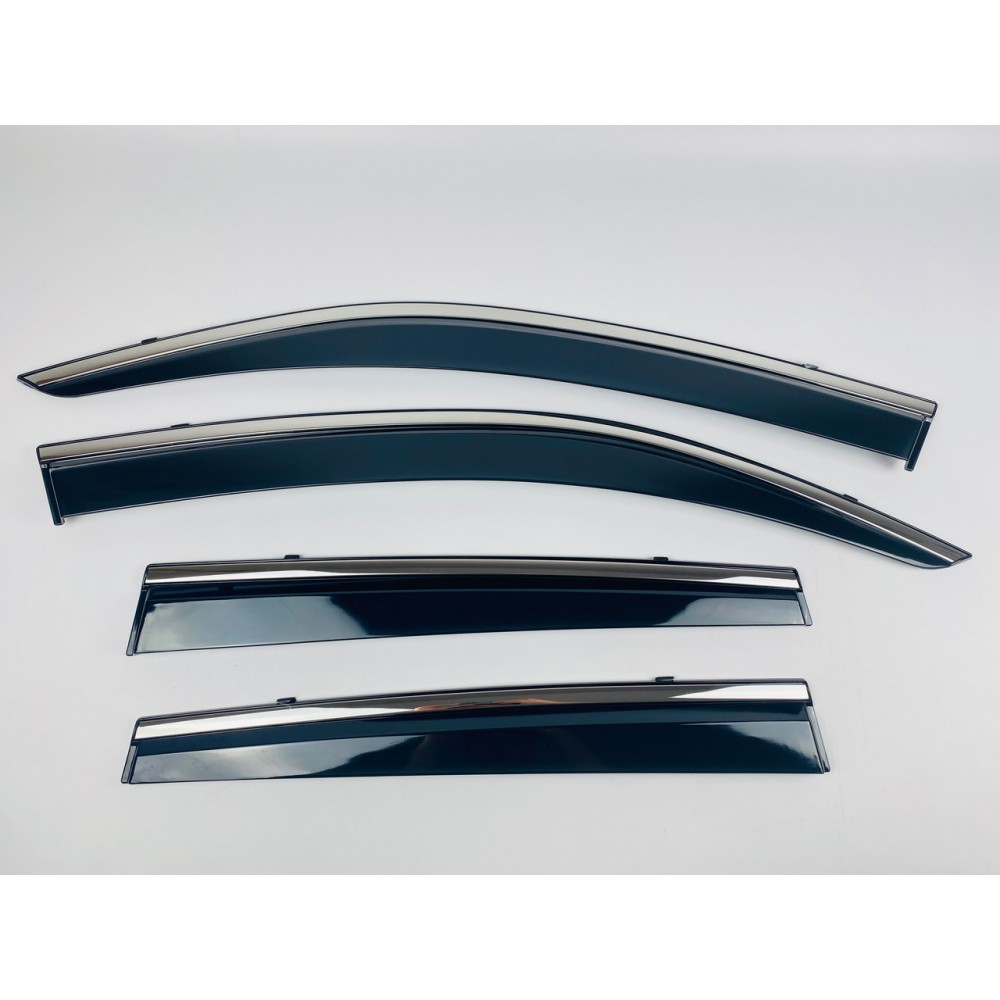 Дефлектори вікон (вітровики) для Subaru Forester 2013-2018 з нерж.хром полоскою (HAWK)