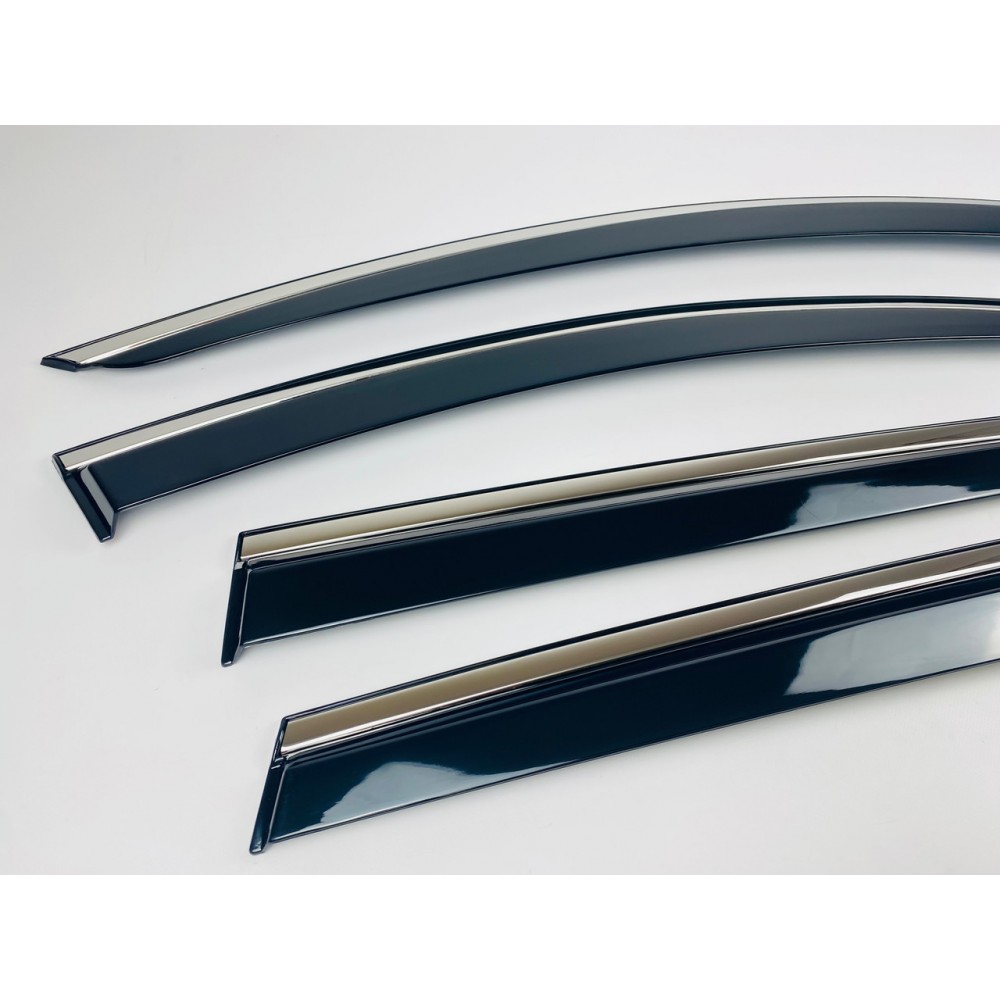 Дефлектори вікон (вітровики) для Renault Duster II 2018+ з нерж.хром полоскою (HAWK)