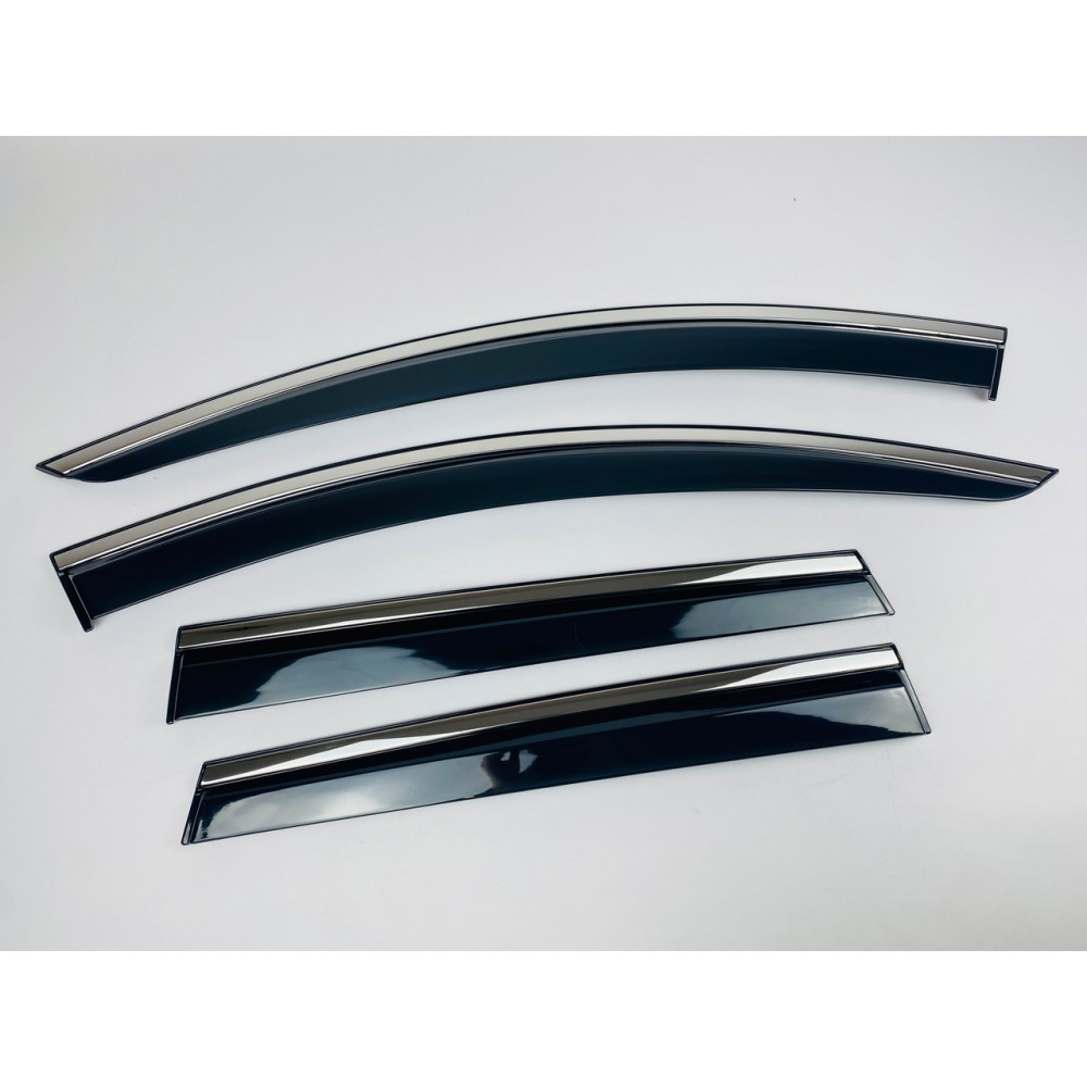 Дефлектори вікон (вітровики) для Renault Duster II 2018+ з нерж.хром полоскою (HAWK)