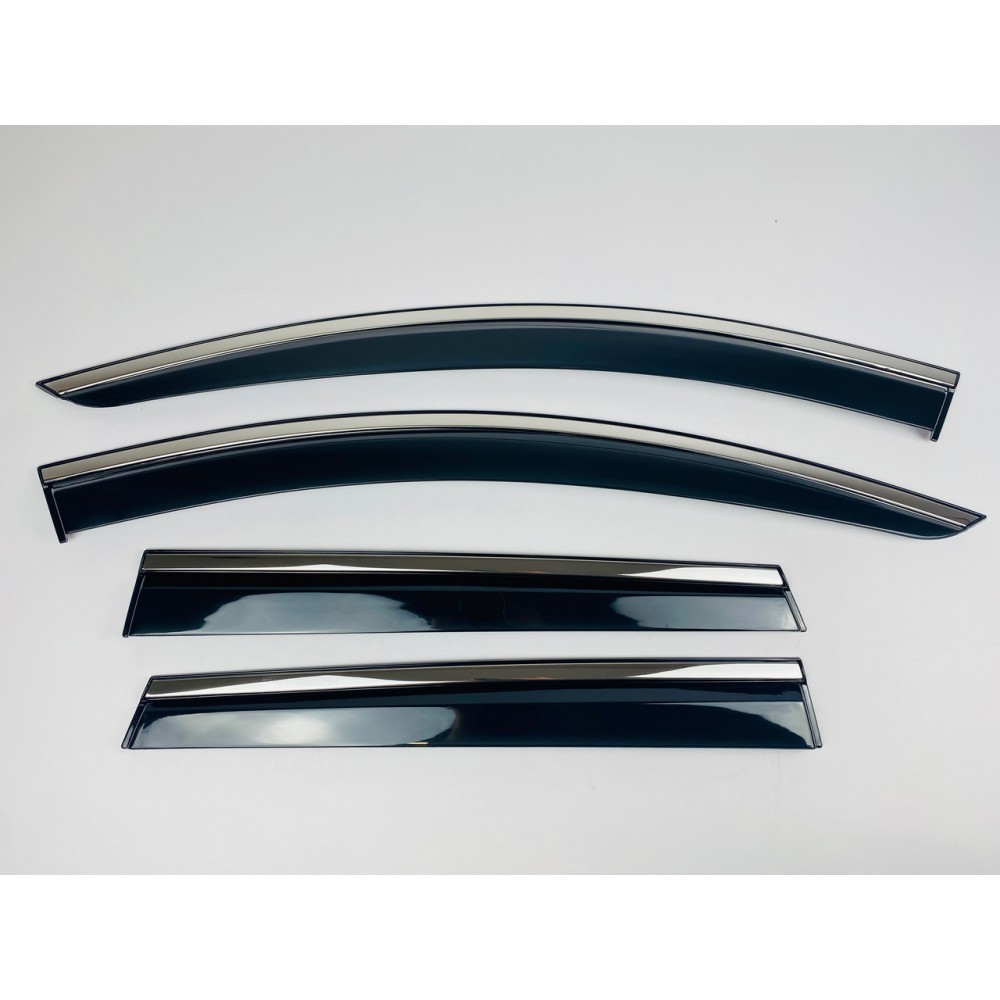 Дефлектори вікон (вітровики) для Renault Duster II 2018+ з нерж.хром полоскою (HAWK)