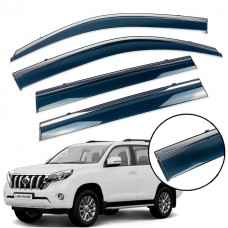 Дефлектори вікон (вітровики) для Toyota LC 150 Prado /GX 460 2010+ 4шт з нерж.хром полоскою (HAWK)