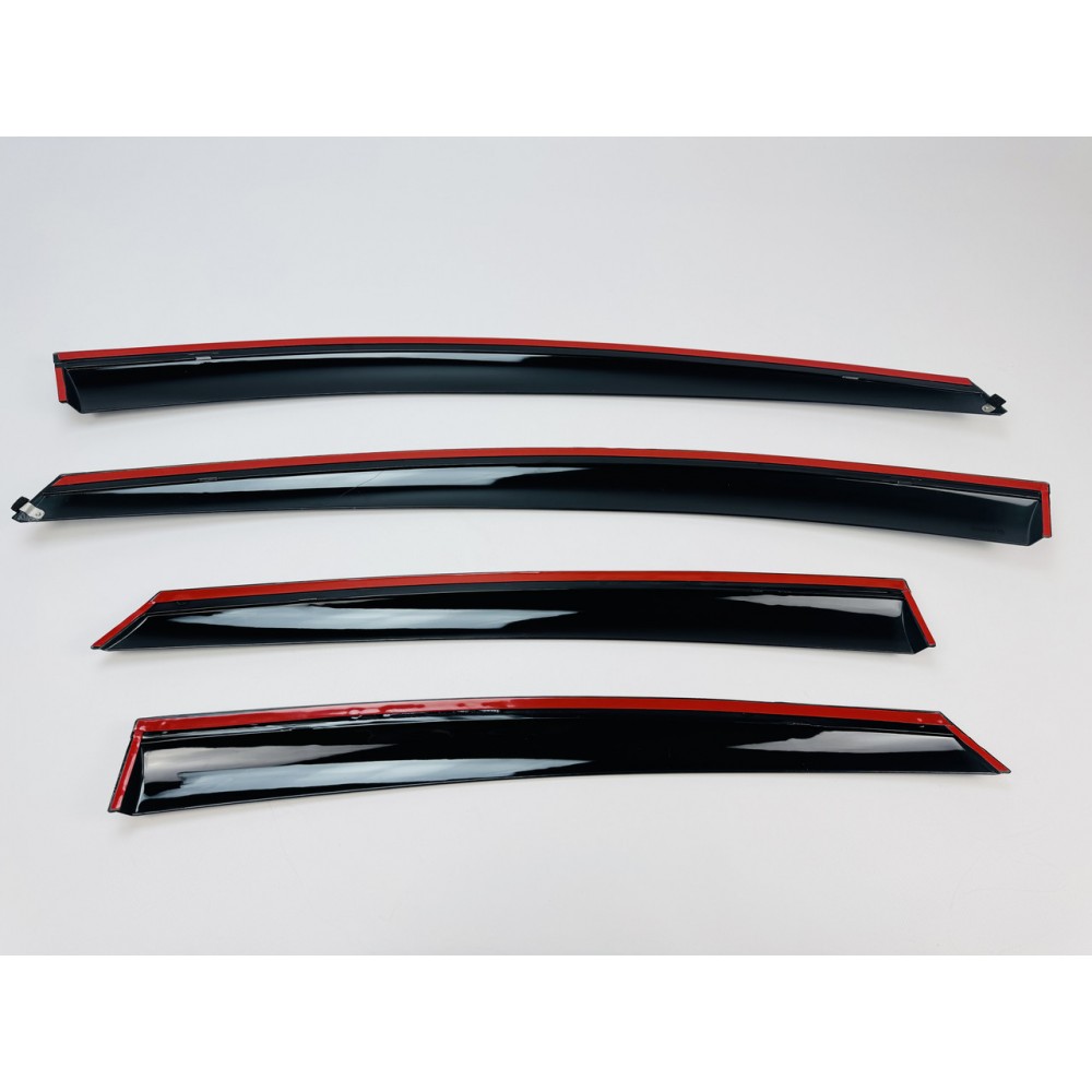 Дефлекторы окон (ветровики) для Ford Focus 2011-2017 III Sedan/HB нерж. с хром полоской (HAWK)