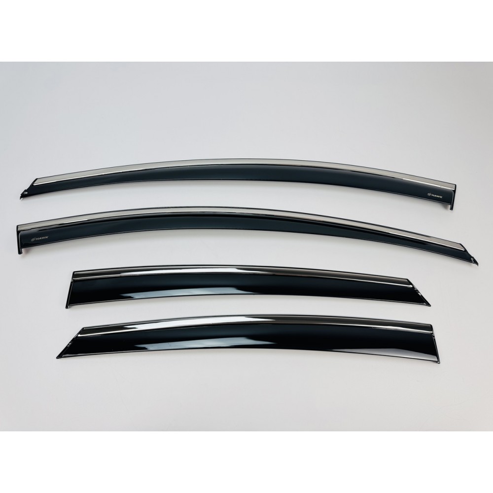 Дефлекторы окон (ветровики) для Ford Focus 2011-2017 III Sedan/HB нерж. с хром полоской (HAWK)