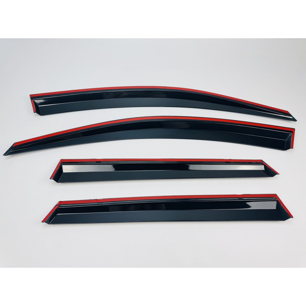 Дефлекторы окон (ветровики) для Skoda Karoq 2017+ c нерж. хром полоской (HAWK)