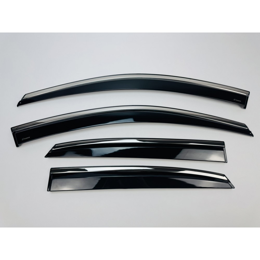 Дефлекторы окон (ветровики) для Lexus RX II 300/330/350/400 2004-2009 с нерж. хром полоской (HAWK)