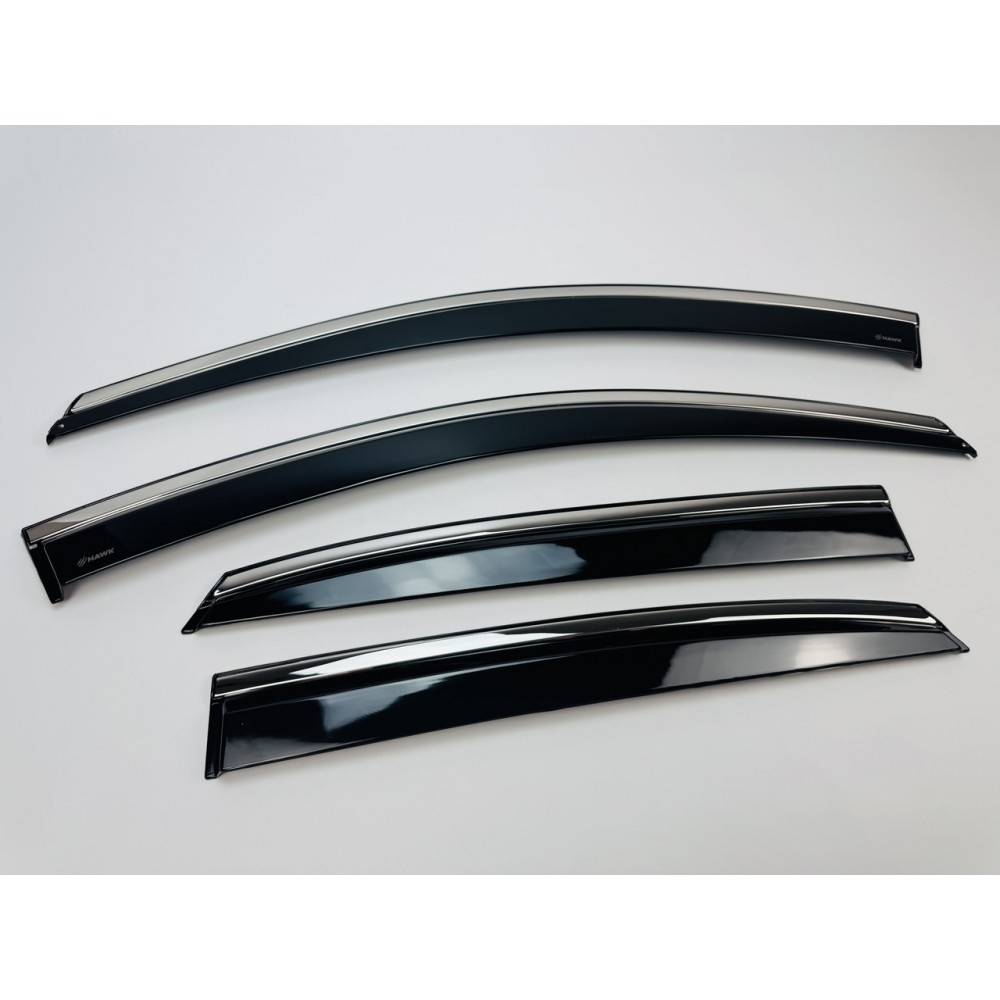 Дефлекторы окон (ветровики) для Lexus RX II 300/330/350/400 2004-2009 с нерж. хром полоской (HAWK)