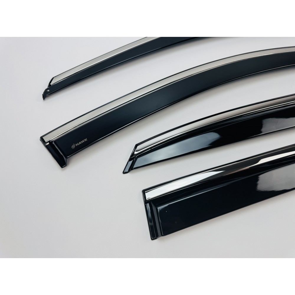 Дефлекторы окон (ветровики) для Lexus RX II 300/330/350/400 2004-2009 с нерж. хром полоской (HAWK)