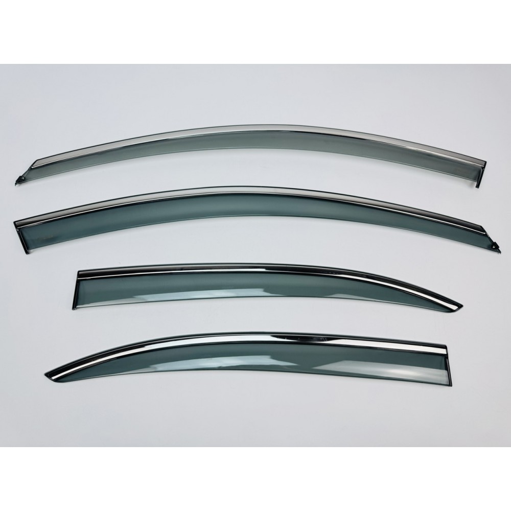Дефлектори вікон (вітровики) для Volkswagen Jetta 2011-2018 Sedan USA з нерж.хром полоскою (HAWK)