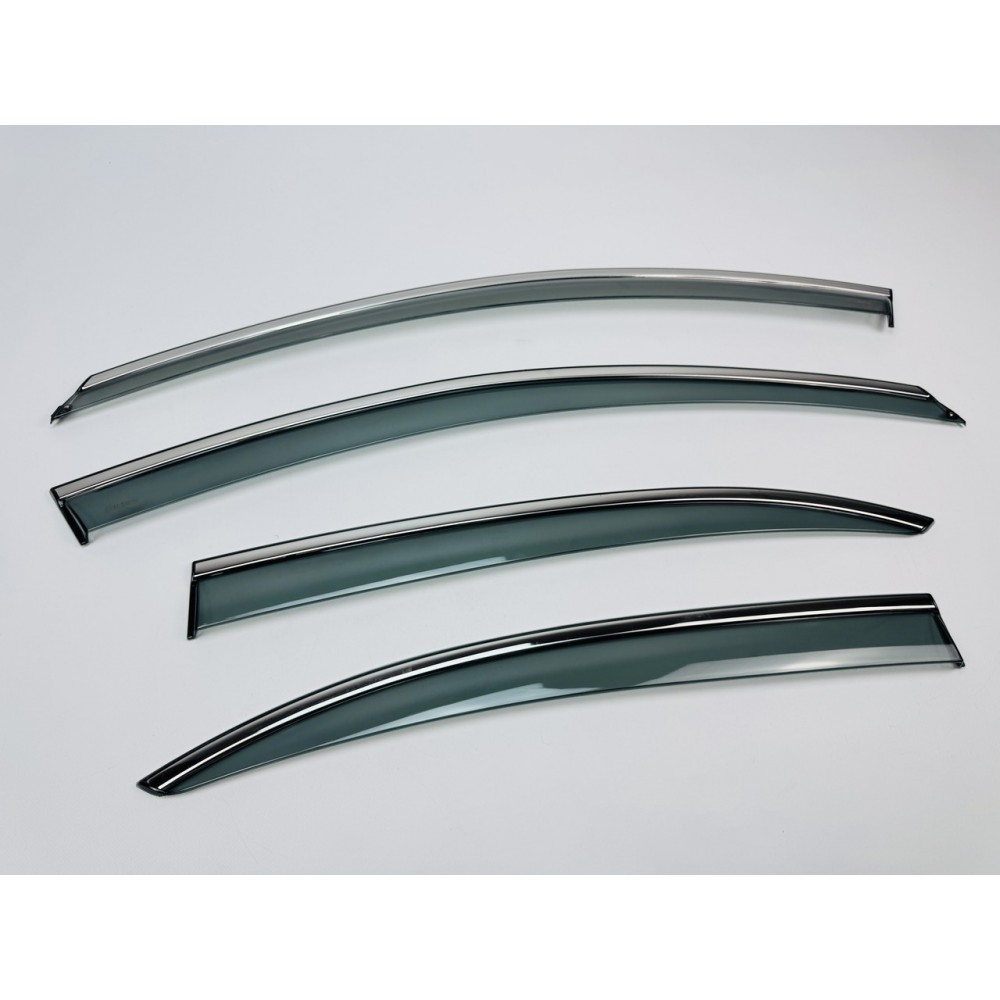 Дефлектори вікон (вітровики) для Volkswagen Jetta 2011-2018 Sedan USA з нерж.хром полоскою (HAWK)