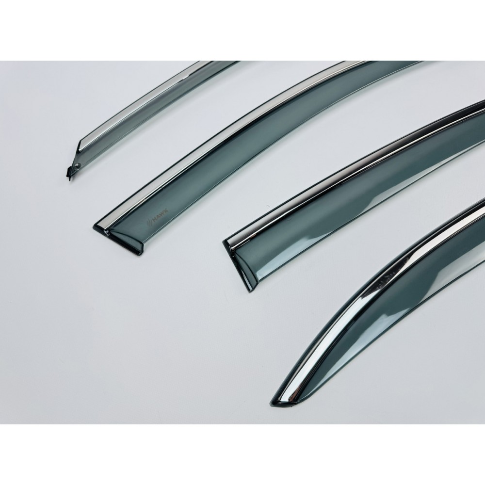 Дефлектори вікон (вітровики) для Volkswagen Jetta 2011-2018 Sedan USA з нерж.хром полоскою (HAWK)