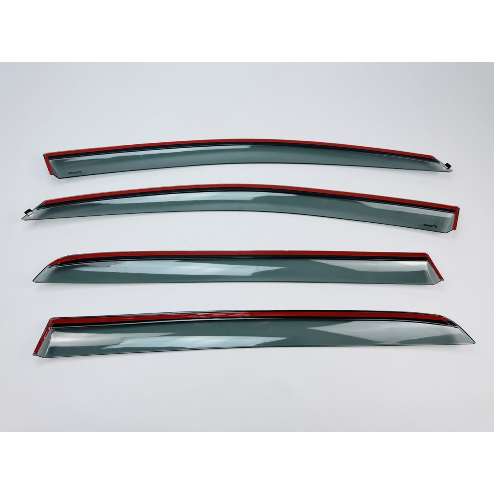 Дефлекторы окон (ветровики) для Volkswagen Golf-6 2008-2012 HB c нерж. хром полоской (HAWK)