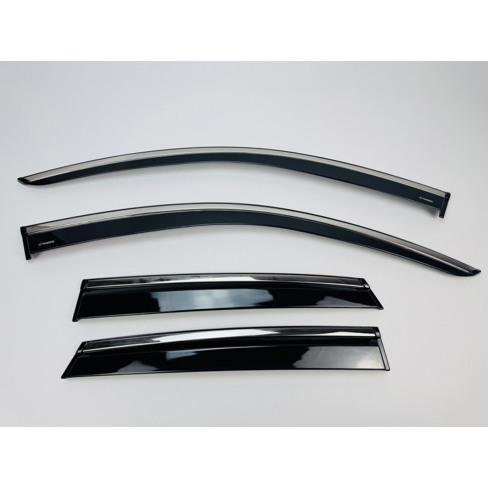 Ветровики на  AUDI Q3 2019+ нерж. з хром полоскою (HAWK)