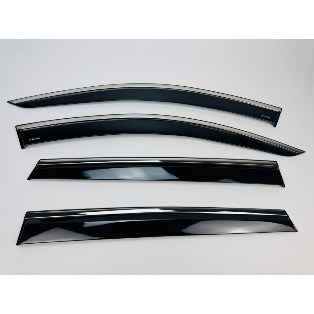 Дефлекторы окон (ветровики) для Audi Q7 2015- нерж. з хром полоскою (HAWK)