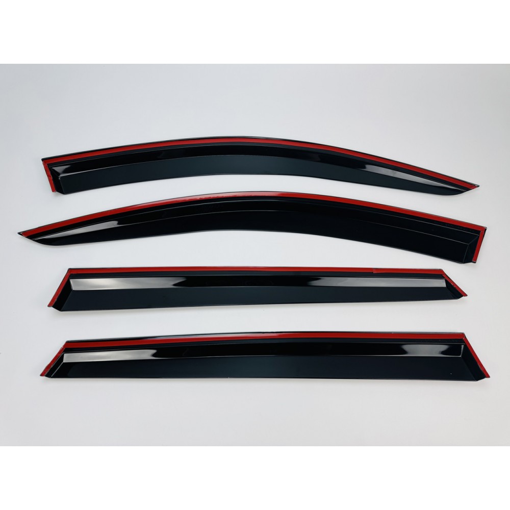 Дефлекторы окон (ветровики) для Audi Q7 2015- нерж. з хром полоскою (HAWK)