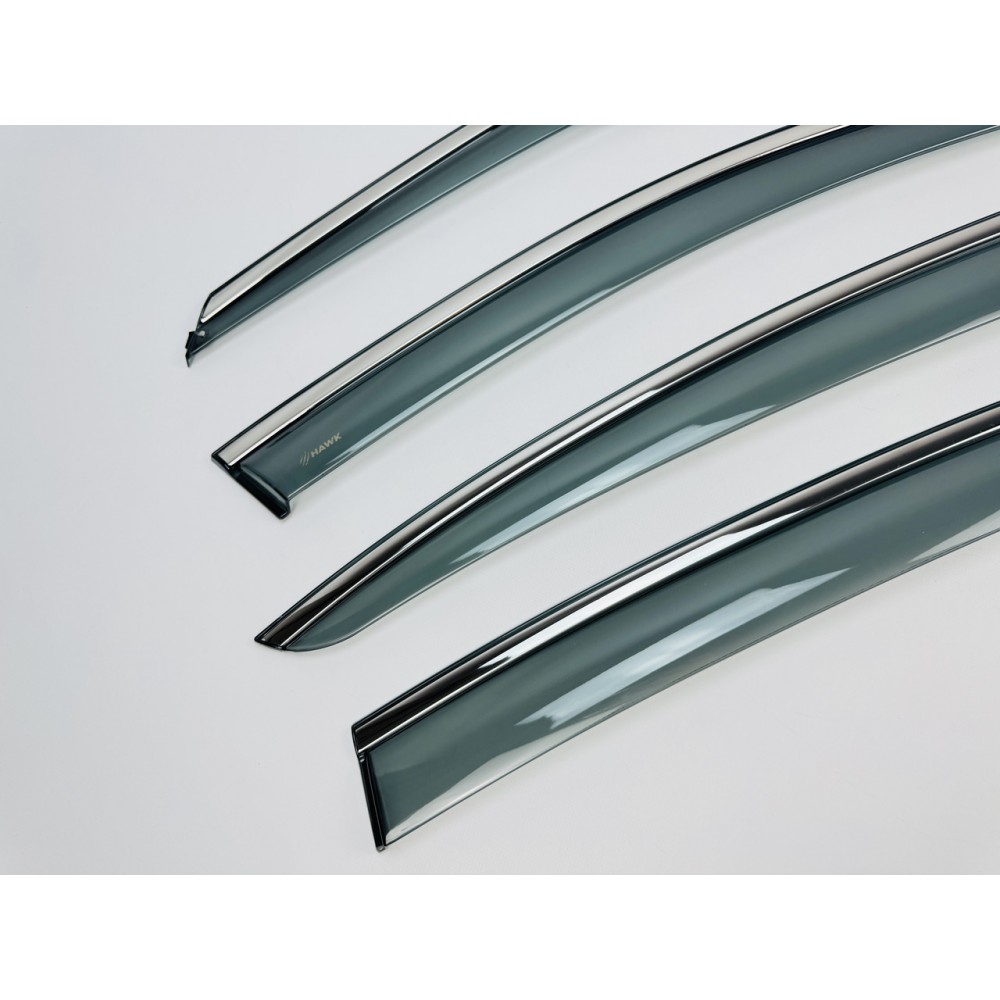 Дефлекторы окон (ветровики) для BMW 5 SERIES F10 2010-2016 нерж. с хром полоской (HAWK)