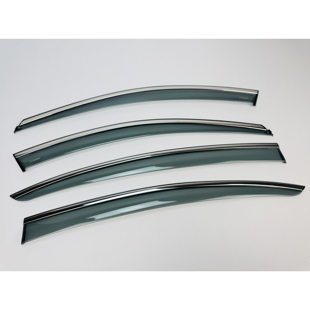 Дефлекторы окон (ветровики) для BMW 5 SERIES F10 2010-2016 нерж. с хром полоской (HAWK)