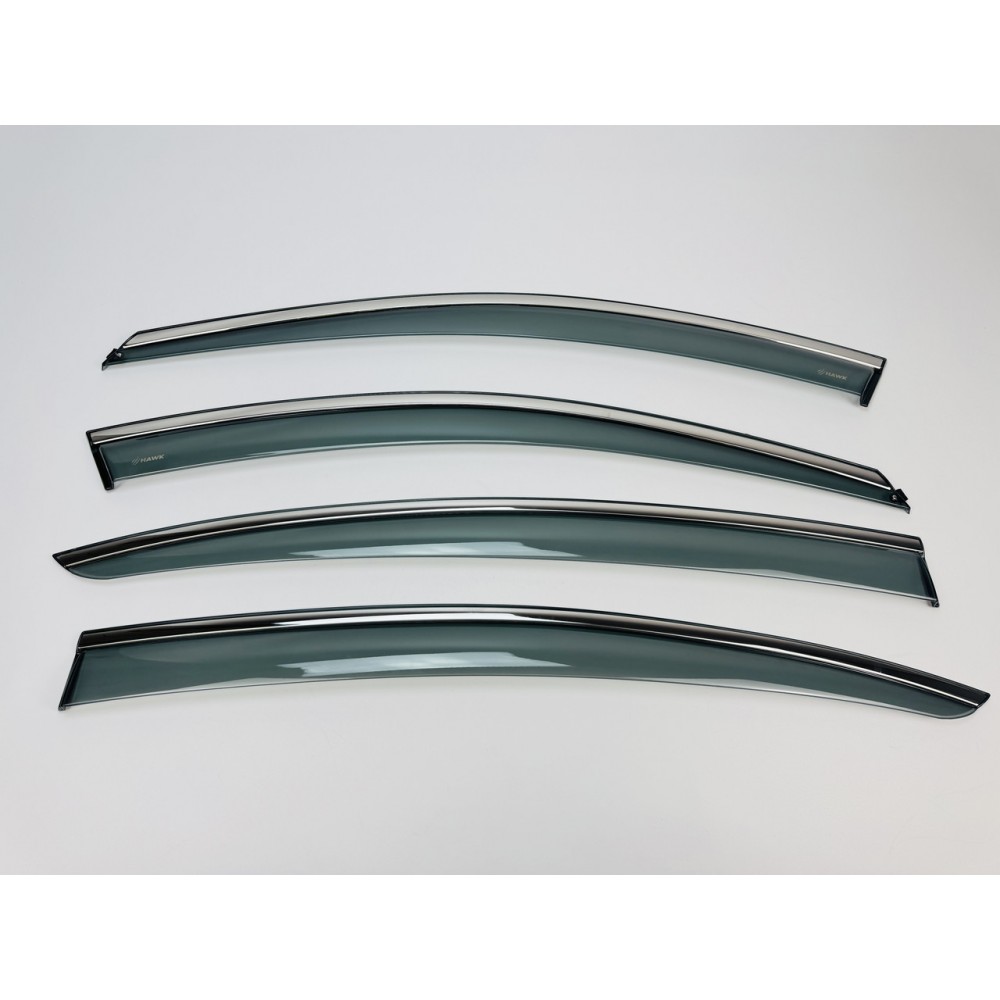 Дефлекторы окон (ветровики) для BMW 5 SERIES F10 2010-2016 нерж. с хром полоской (HAWK)