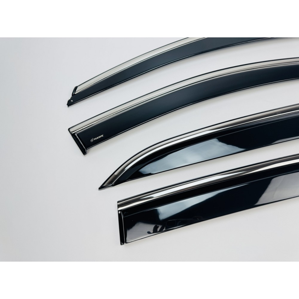 Дефлектори вікон (вітровики) для CHEVROLET EQUINOX 2017-2024 нерж. з хром полоскою (HAWK)