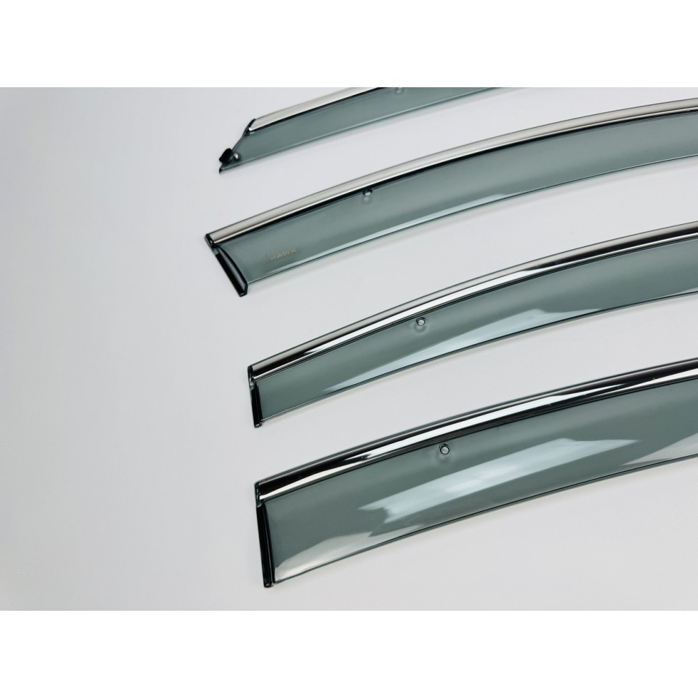 Дефлектори вікон (вітровики) для CHEVROLET CRUZE 2009+ нерж. з хром полоскою (HAWK)