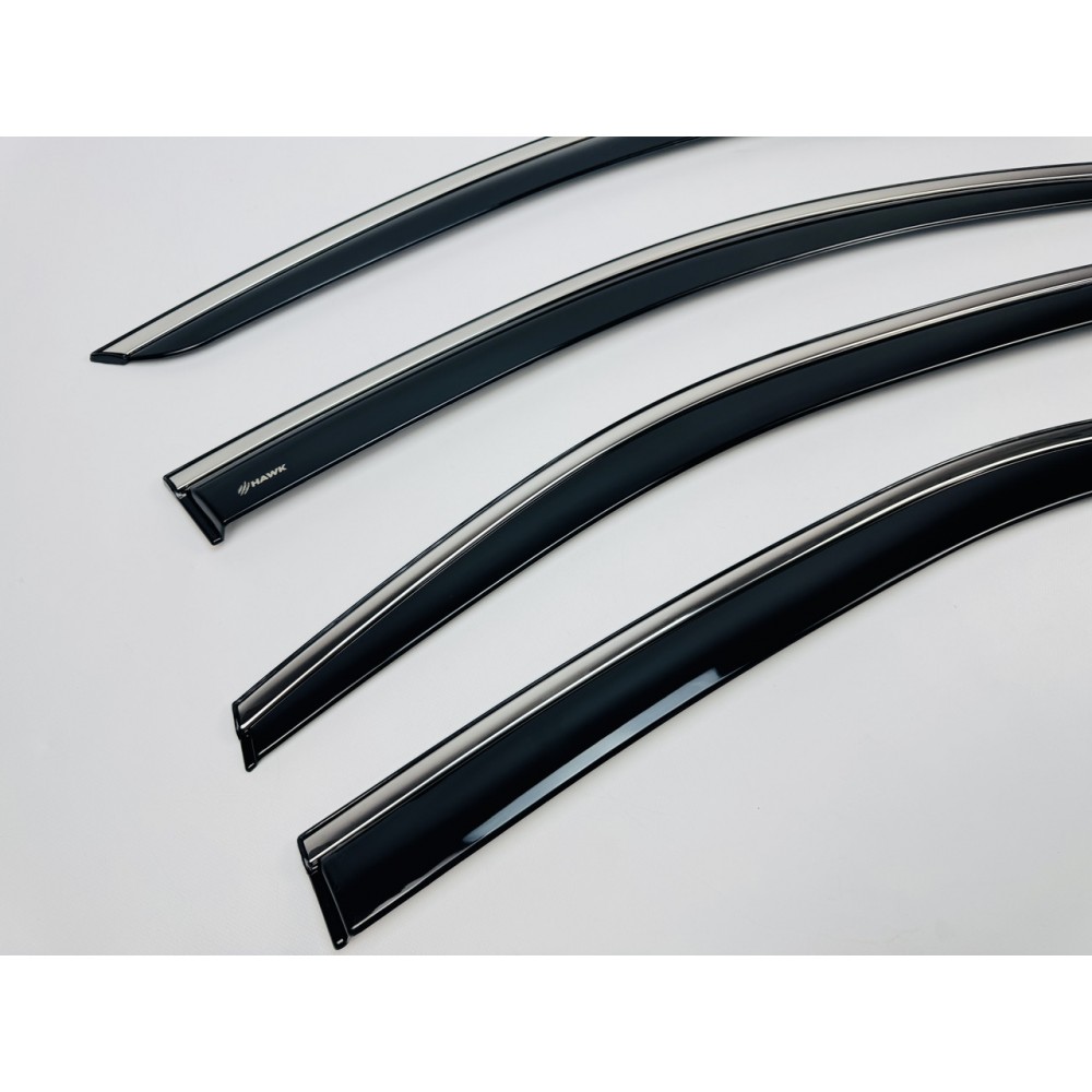 Дефлектори вікон (вітровики) для Toyota COROLLA SEDAN 2019+ з нерж.хром полоскою (HAWK)