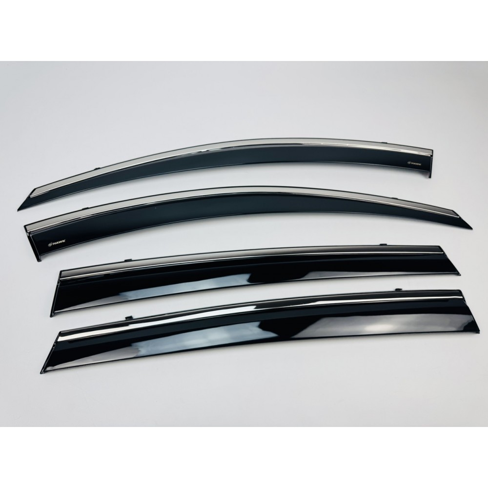 Дефлектори вікон (вітровики) для Toyota RAV-4 2019-2025 нерж. з хром полоскою (HAWK)