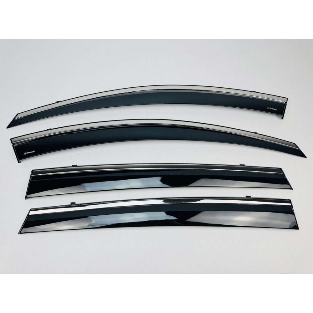 Дефлектори вікон (вітровики) для Toyota RAV-4 2019-2025 нерж. з хром полоскою (HAWK)