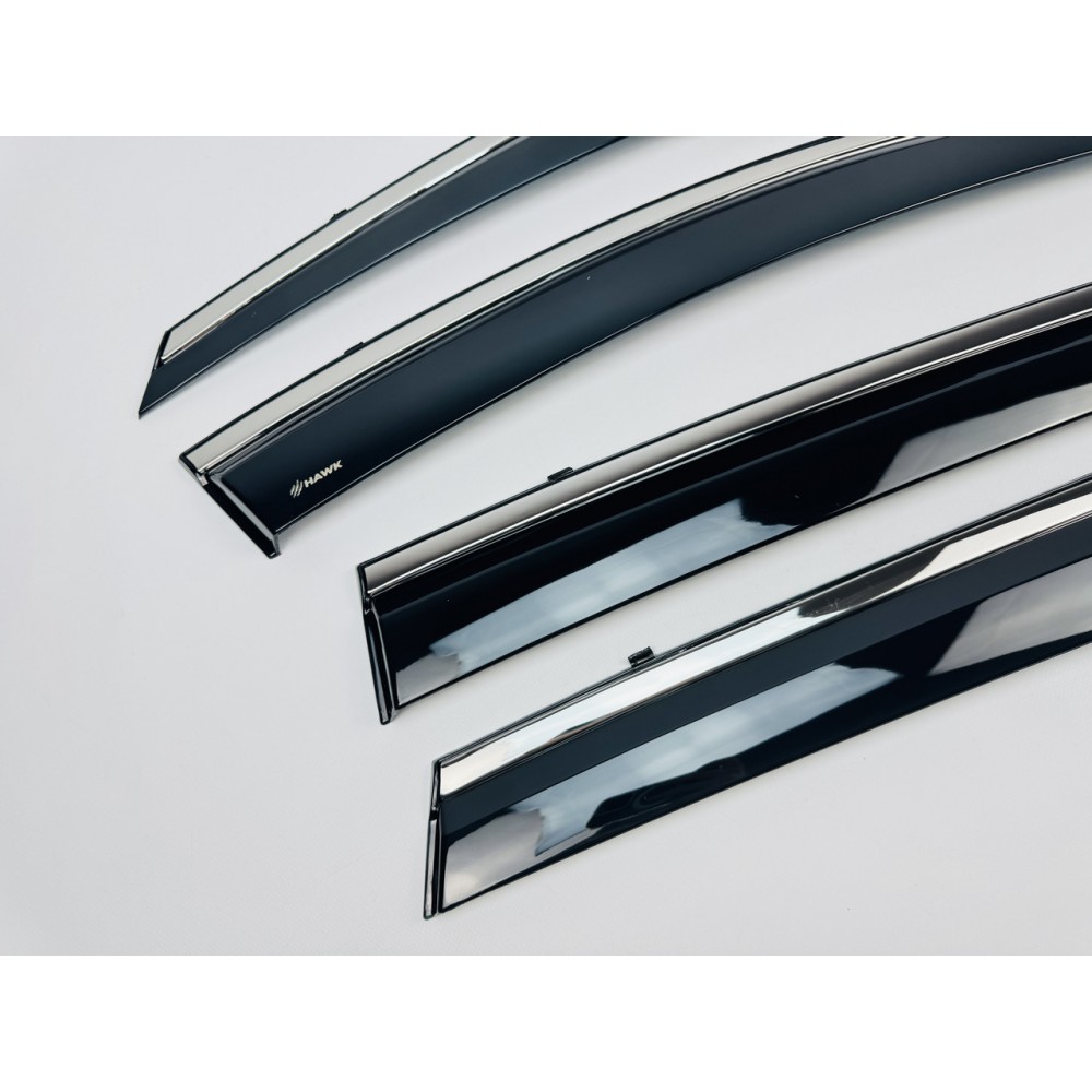 Дефлектори вікон (вітровики) для Toyota RAV-4 2019-2025 нерж. з хром полоскою (HAWK)