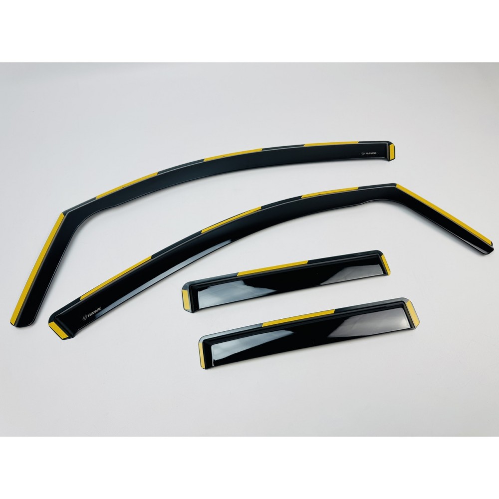 Дефлектори вікон (вітровики) для Toyota RAV-4 2013-2019 нерж. з хром полоскою (HAWK)