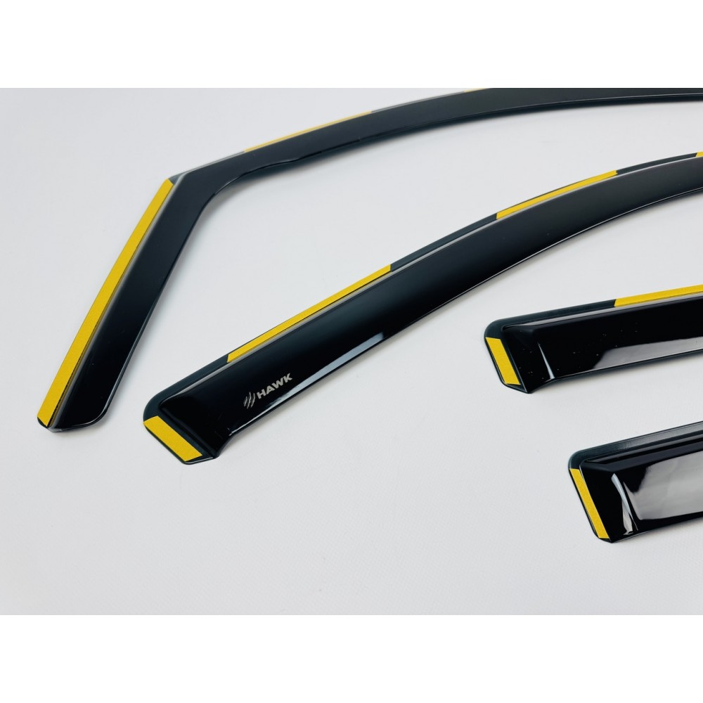 Дефлектори вікон (вітровики) для Toyota RAV-4 2013-2019 нерж. з хром полоскою (HAWK)