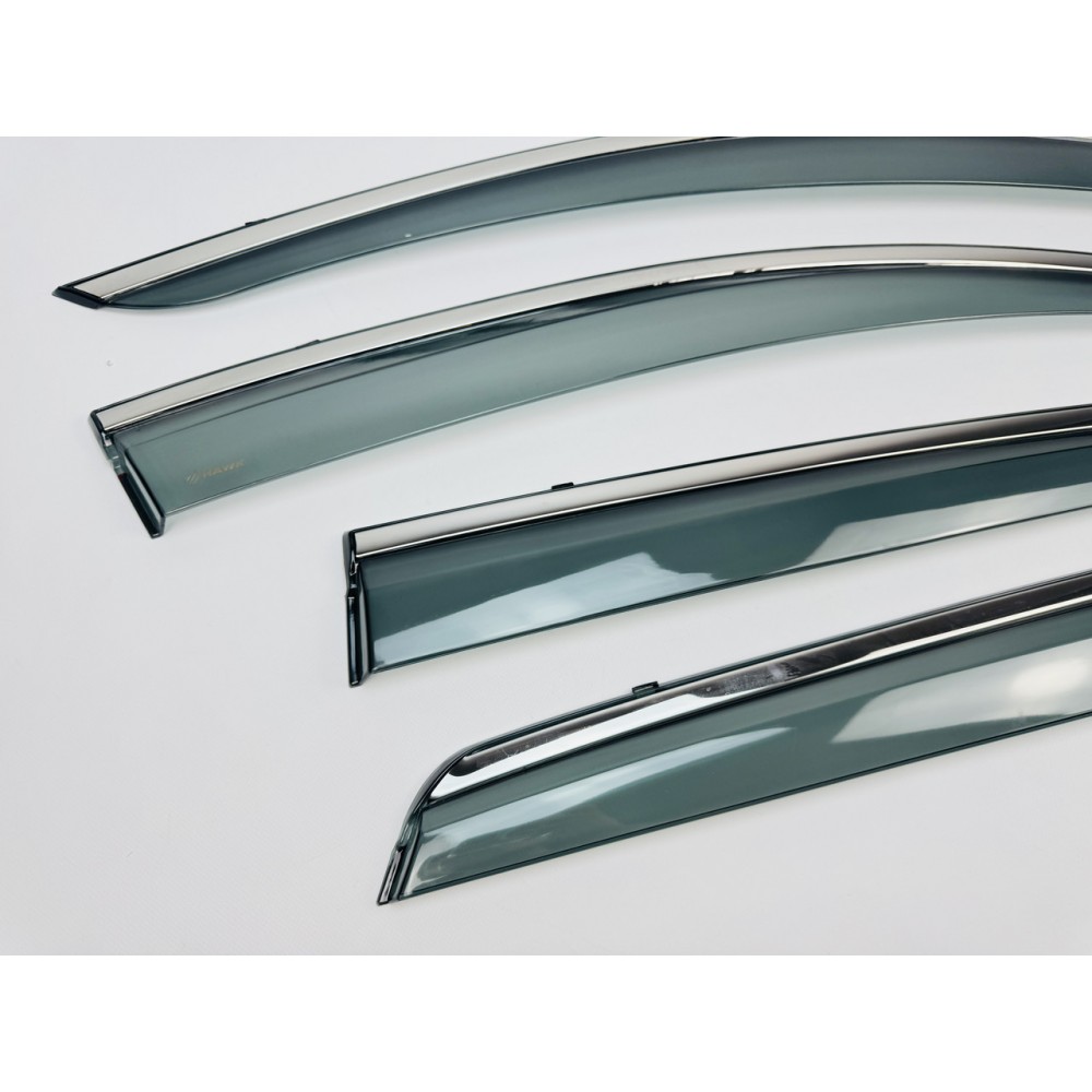 Дефлектори вікон (вітровики) для Toyota BZ3 2023- нерж. з хром полоскою (HAWK)