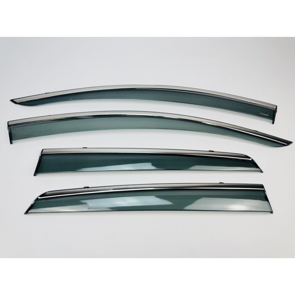 Дефлектори вікон (вітровики) для Toyota BZ3 2023- нерж. з хром полоскою (HAWK)